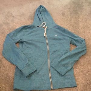 Blue and white speckled sweatshirt